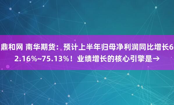 鼎和网 南华期货：预计上半年归母净利润同比增长62.16%~75.13%！业绩增长的核心引擎是→
